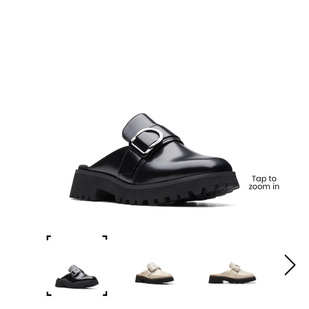 Clarks Black Leather Loafers with Buckle